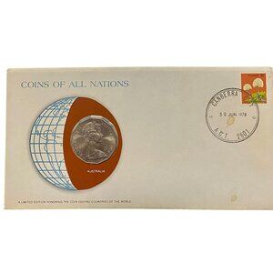 Coins Of All Nations Australia 50 Cent 1978 Limited Edition With Stamp & COA